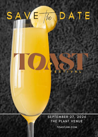 Toast Mimosa Festival save the date poster
