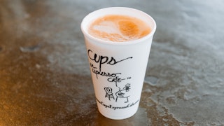Cups coffee in disposable cup