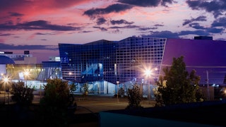 Jackson Convention Complex exterior at dusk