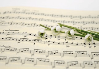 close up of sheet music