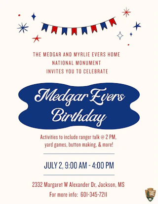 Evers birthday event graphic