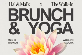 Yoga brunch graphic May 17 with Jenn Simcox at Hal & mal's